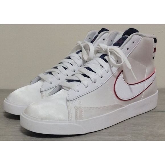 Nike Shoes - Nike Shoes Womens 8 Blazer Mid Satin Jacket Sneakers Lifestyle Retro White Red